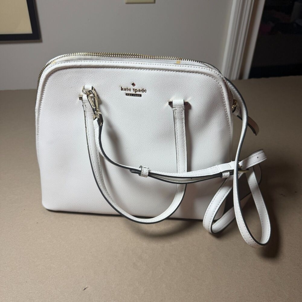 new with tags Kate Spade white satchel purse handbag women cream leather beige